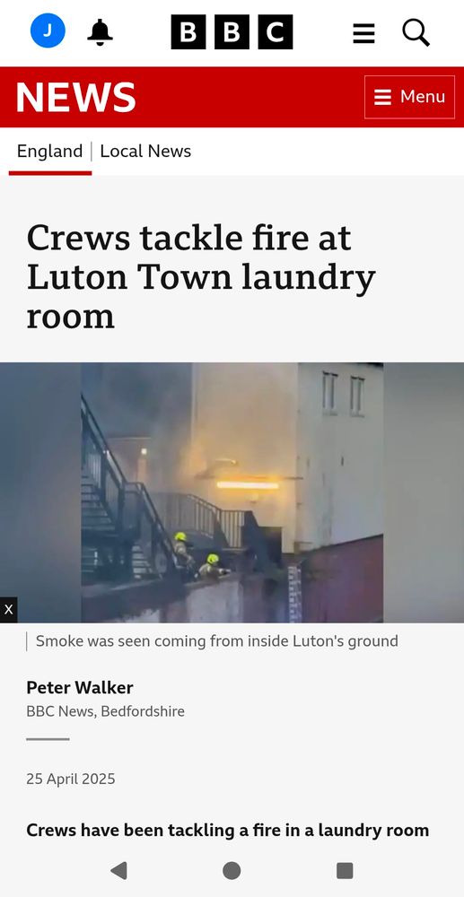 "Luton Town laundry room fire: smoke was seen coming from inside Luton's ground"