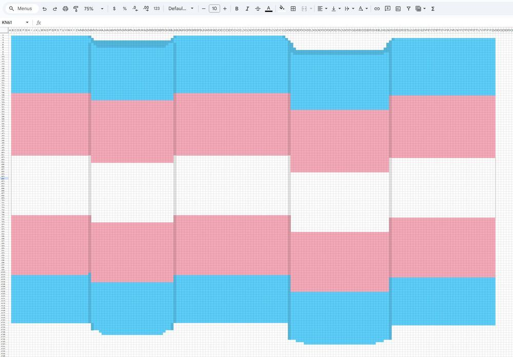Trans flag but made up in a spreadsheet! 