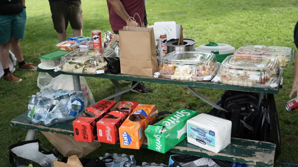 A delectable spread of food and drink! 