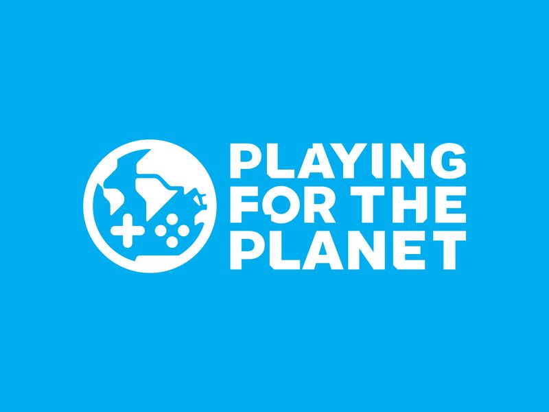 Playing for the Planet logo on a blue background