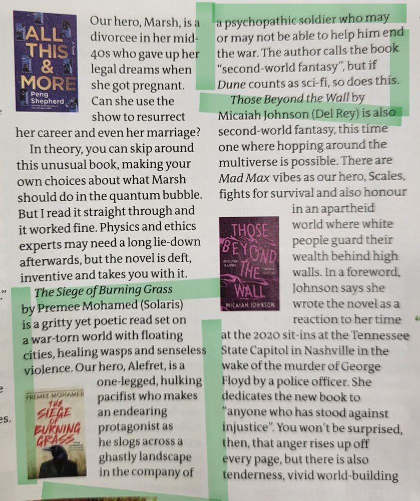 A very positive book review of Premee Mohamed's The Siege of Burning Grass