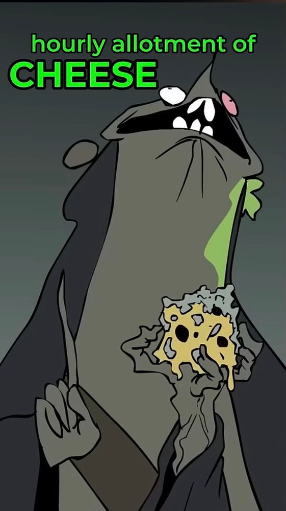 screencap of Ygor from legends of avantris saying “hourly allotment of
CHEESE”