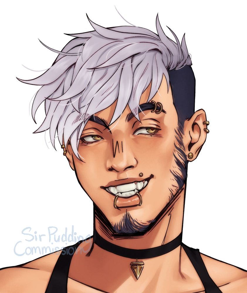 Headshot commission of a guy smiling he had light hair side shaved 