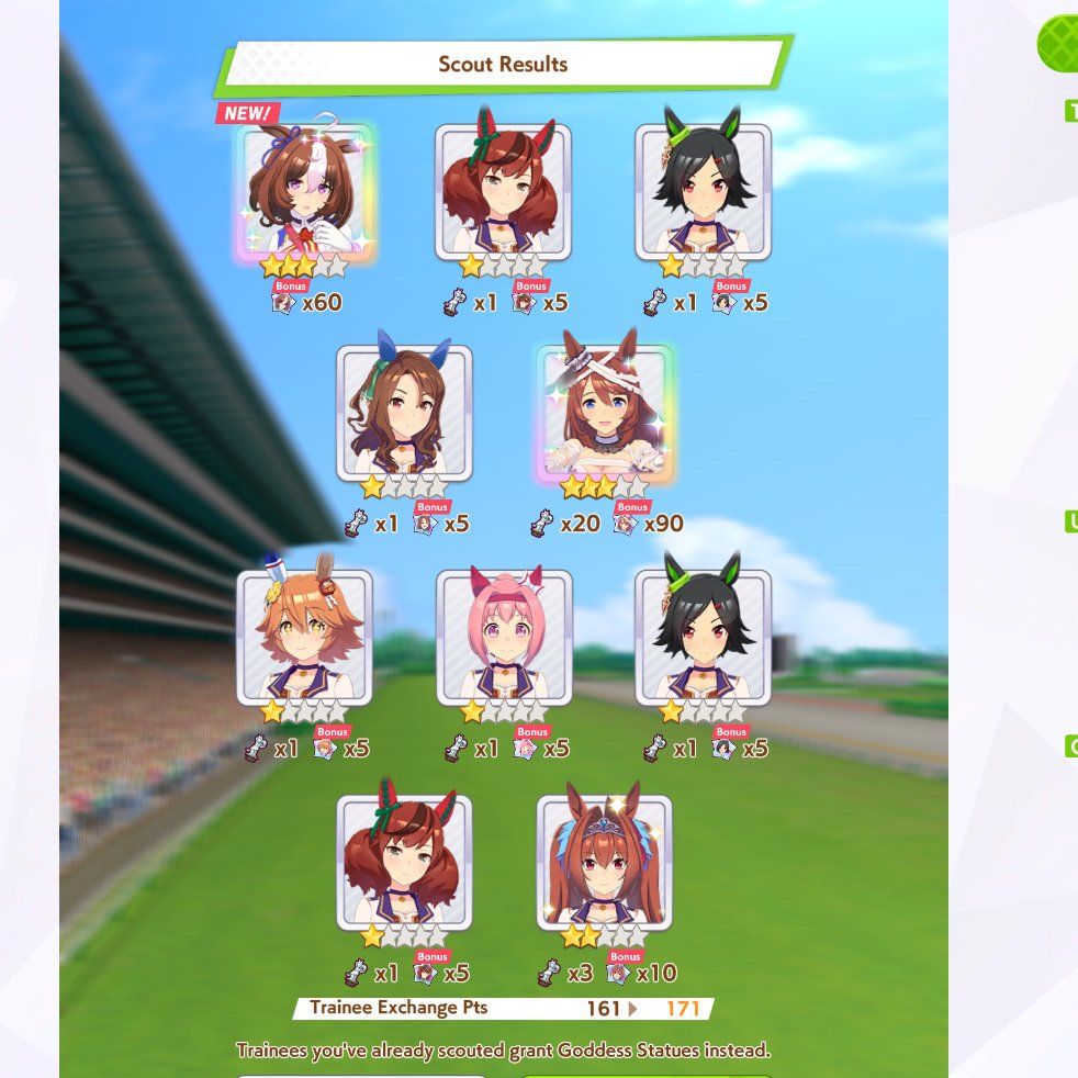 10 Pull results in umamusme pretty derby showing super creek and meisho doto, and yet still rice shower-less