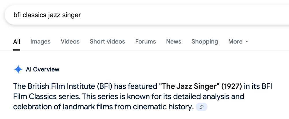 google result incorrectly stating that there is a Film Classics book about The Jazz Singer