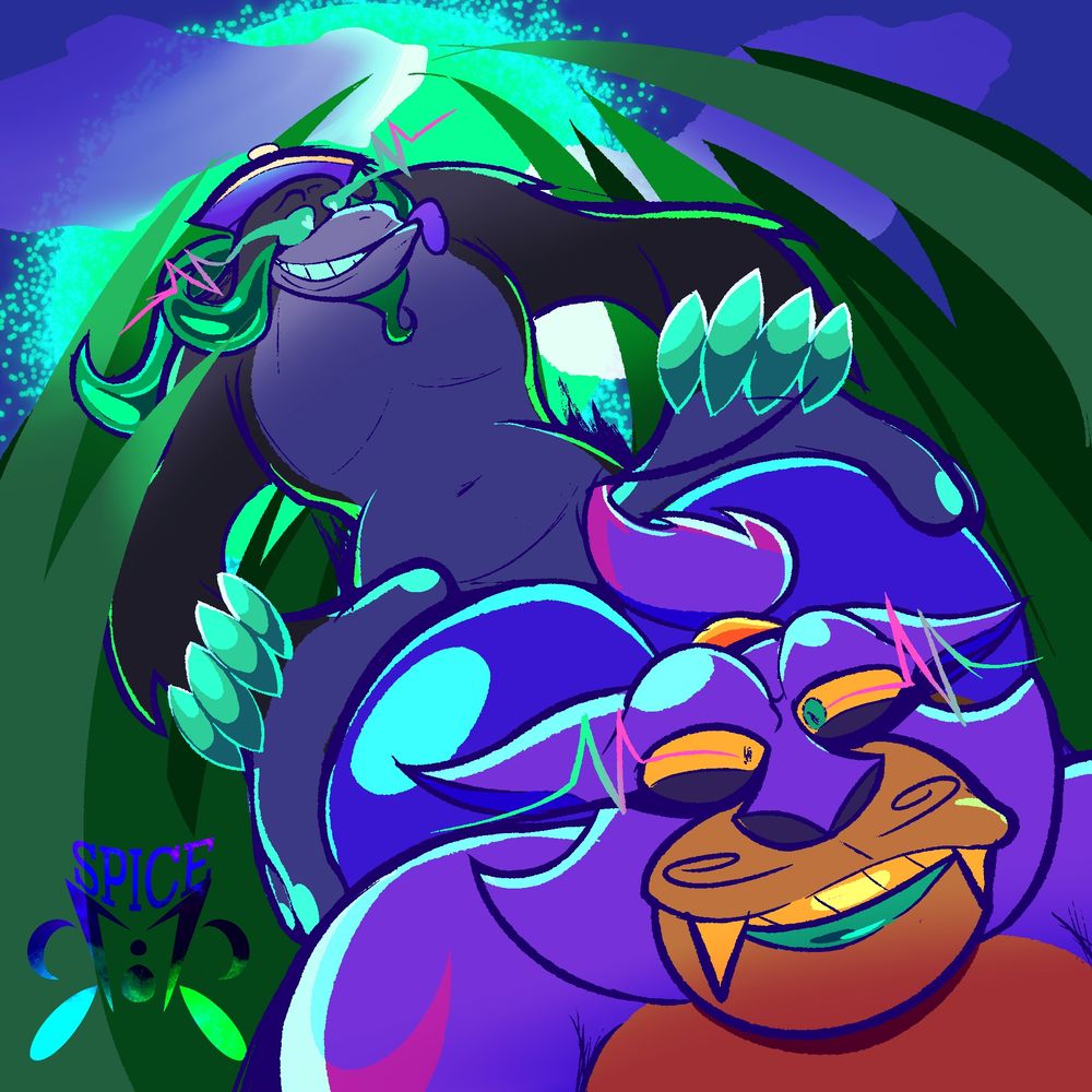 Bananza ApEM having fun with dear old #Basma in comically tall grass while the moon is green.
#furry #furryart #furrynsfw