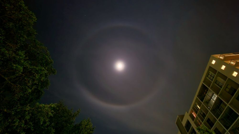 Halo around the Moon. Photo taken from Sunny Isles Beach, Florida. 