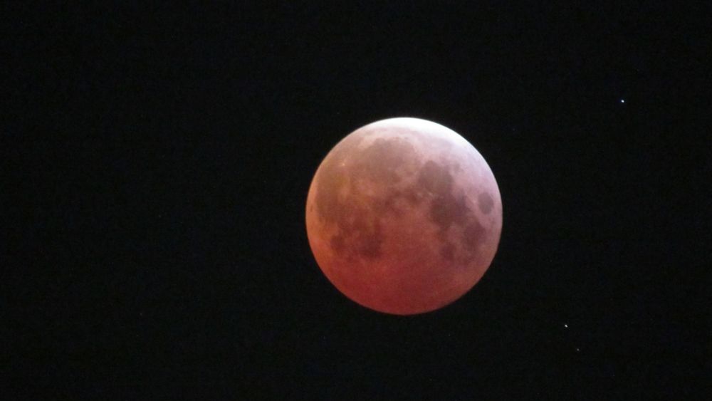 The Blood Worm Moon as seen from Sunny Isles Beach, Florida.