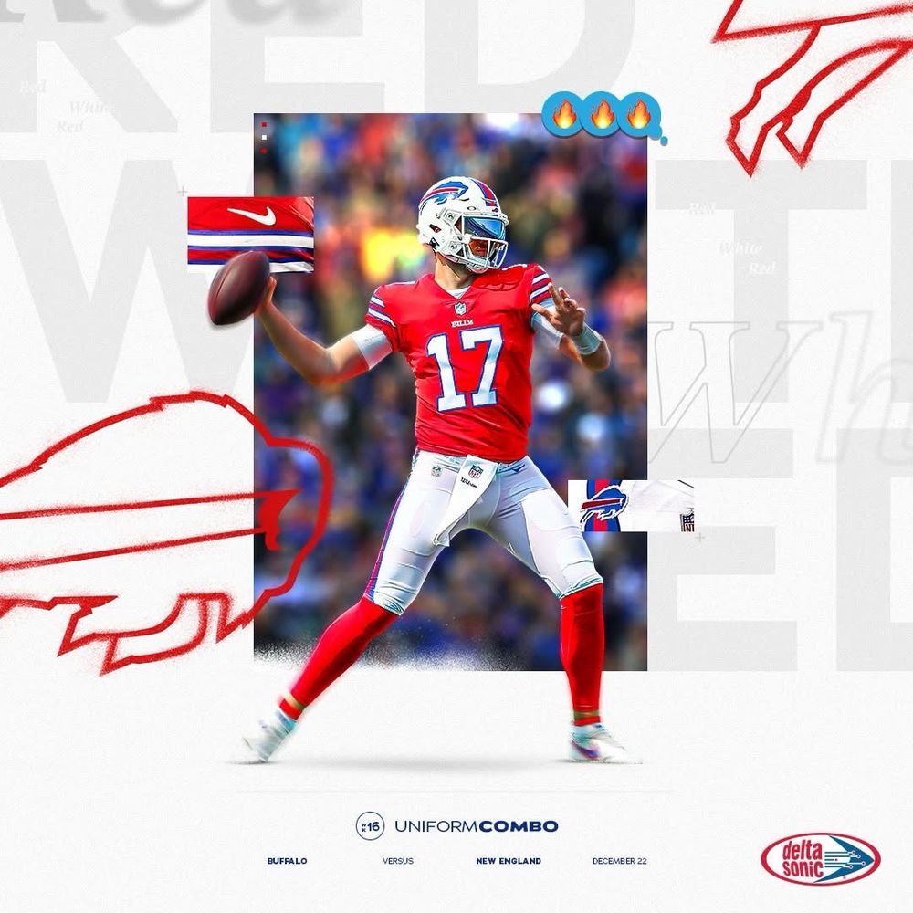 Josh Allen showing off jersey colors for this Sunday 