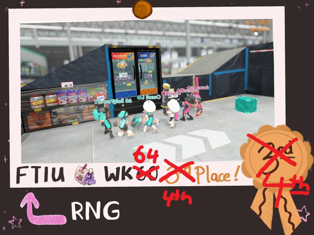 RNG's members standing in front of one of Makomart's refrigerators