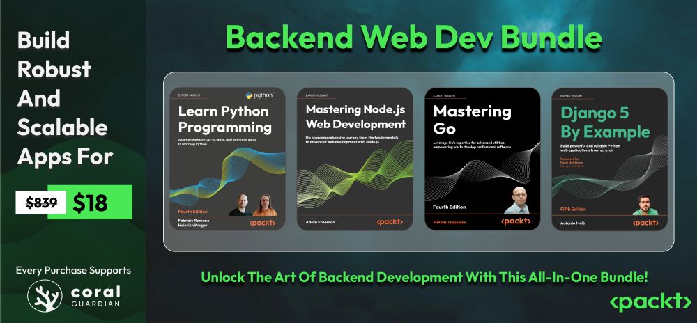 promo for backend-web dev bundle in partnership with humble bundle