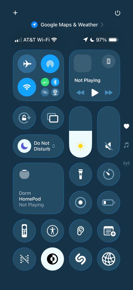 iOS 26 control center with reduce transparency