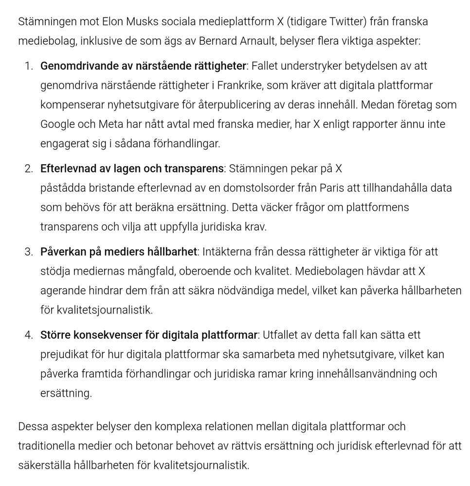 Stämning mot Elon Musks sociala medieplattform X (tidigare Twitter) från franska mediebolag, inklusive de som ägs av Bernard Arnault,