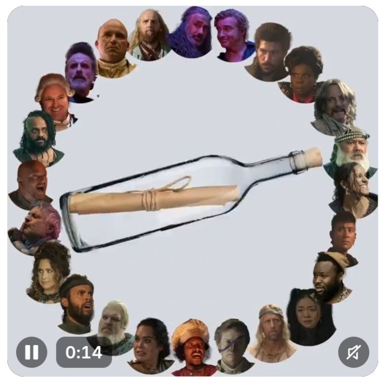 Screenshot of ofmd spin the bottle game. The bottle is pointing at Fang 😍