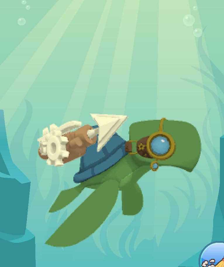 screenshot from animal jam of the turtle referencing Bentley from sly cooper