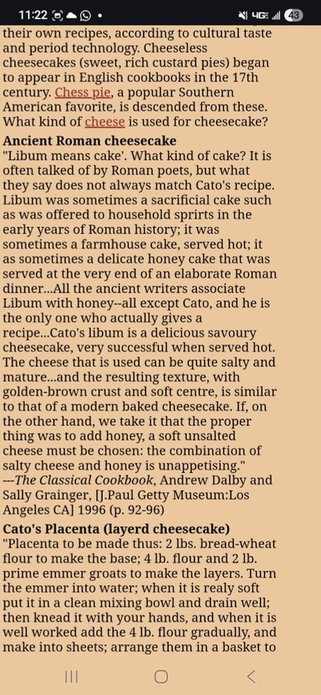 Closer image of the ancient Roman cheesecake recipe