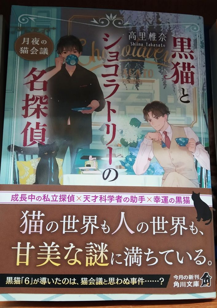 Book by Shiina Takasato, with two young men drinking tea on the cover, one wearing beige clothes and thw other one wearing black clothes.