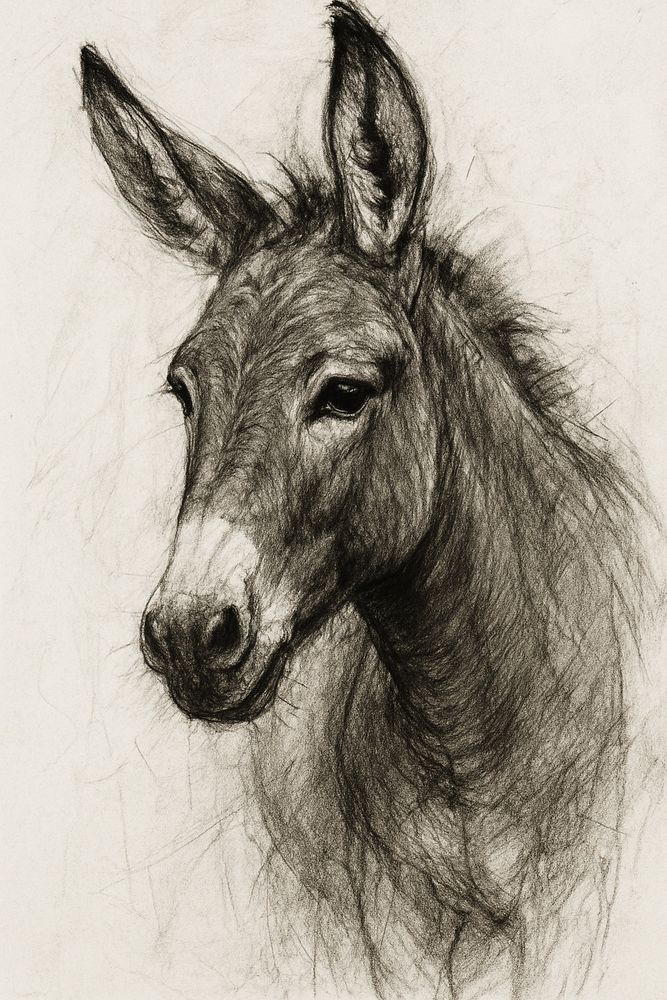 Portrait eines Esels. 