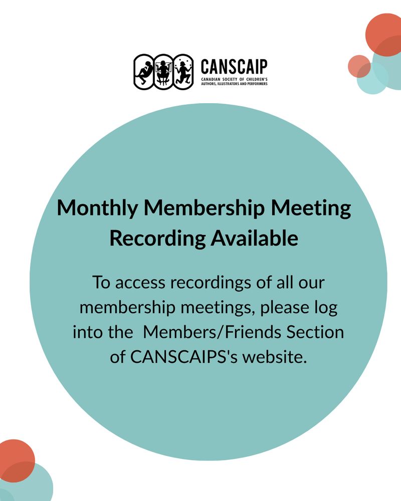 The recording of CANSCAIP's October 2025 Membership meeting is now available for Members and Friends.

Our October meeting speaker was illustrator Doug Savage. 

To access this meeting recording and the recordings of all our membership meetings, please log into the  Members/Friends Section  of CANSCAIPS's website.

Our November membership meeting is on Wednesday, November 12, and features a Performer Talk with Elly Daniels, Olivia Daniels, and Lena Coakley. 