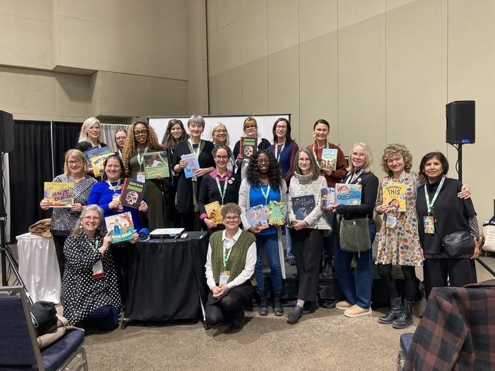 Friday CANSCAIP Booktasting at the #OLASC courtesy of Friday MC @karenkrossing.bsky.social 