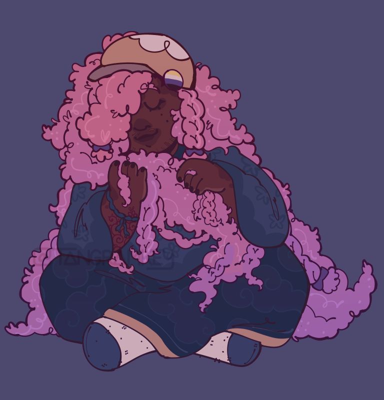 A drawing of Incense Holdy's gijinka.
