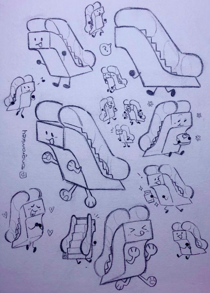 Doodles of Escalately on paper.