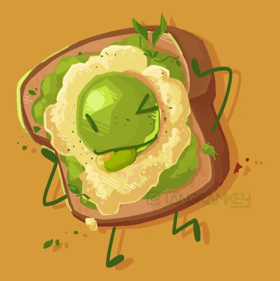 Digital drawing of Green Egg Toast winking in a dynamic pose.