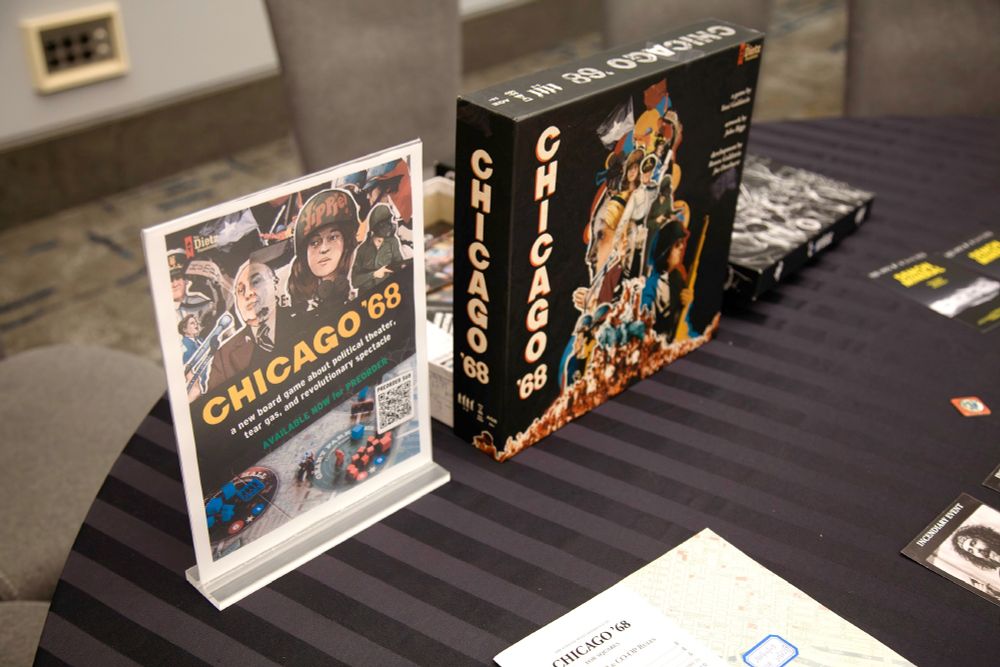 view of the Chicago '68 game box and sign 