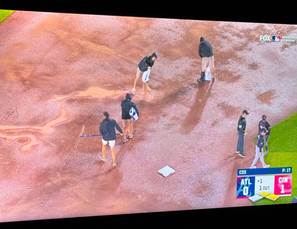 MLB grounds crew on the infield 
