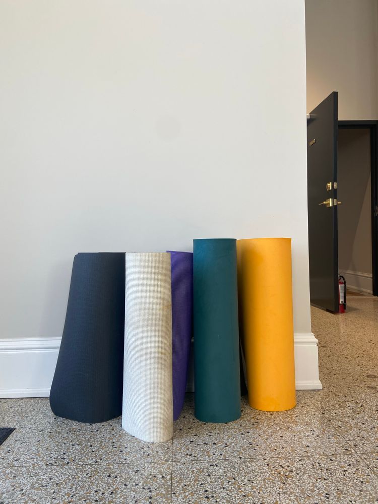 Multi-coloured yoga mats