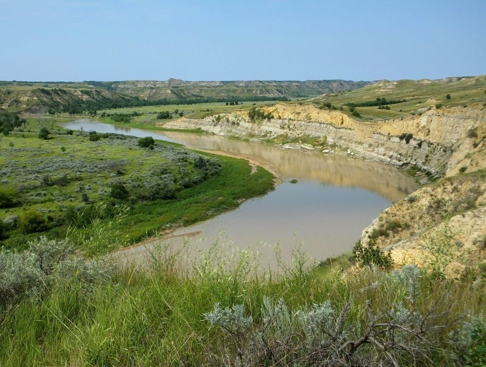Bluffs along the Little Missouri River near Wind Canyon. Theodore Roosevelt National Park, North Dakota, 08 Aug 2014. #NationalParks