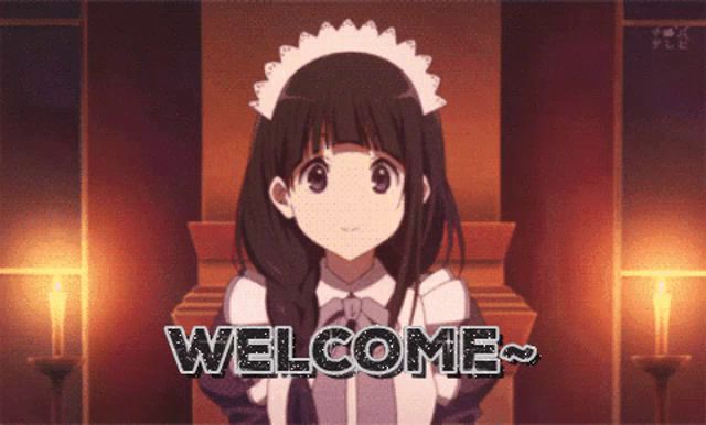 a girl in a maid outfit is welcomed by candles