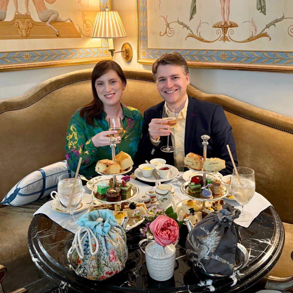 Matt and Gillian at afternoon tea at the Peninsula Hotel.