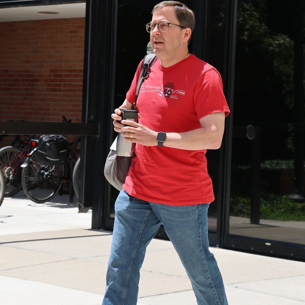 An important looking man walking