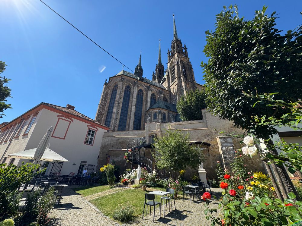 Petrov, aka the cathedral of St Peter and Paul in Brno old town. 
https://en.m.wikipedia.org/wiki/Cathedral_of_St._Peter_and_Paul,_Brno
