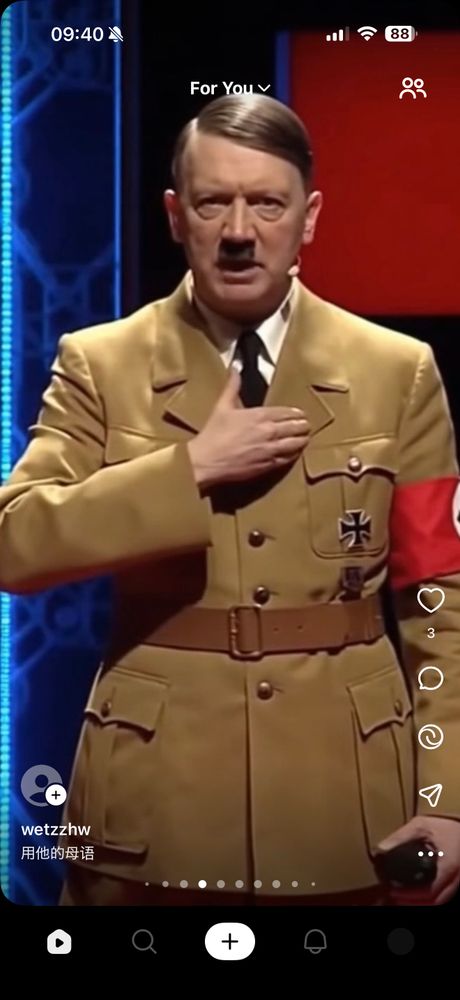 Sora screenshot: Hitler giving a TED talk