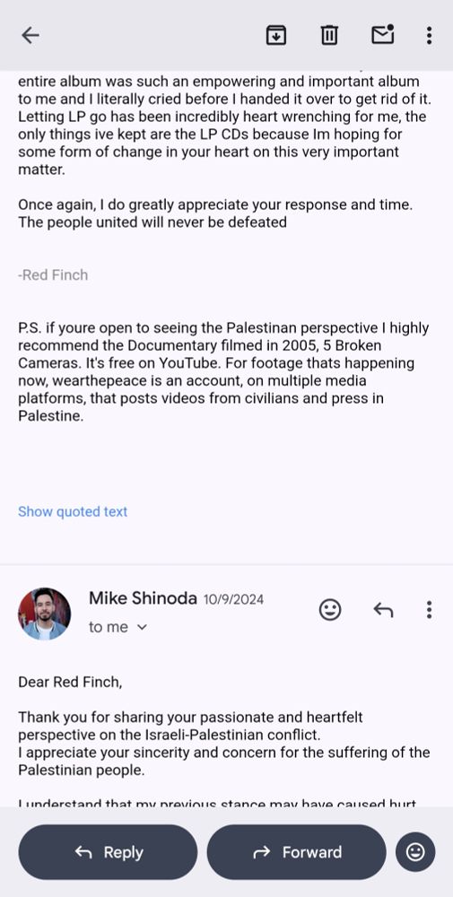 4th screenshot of 4 on my response to Mikes 1st response to mescreenshot of 4 on my response to Mikes 1st response to me. At the bottom you can see the start of Mikes 2nd response 