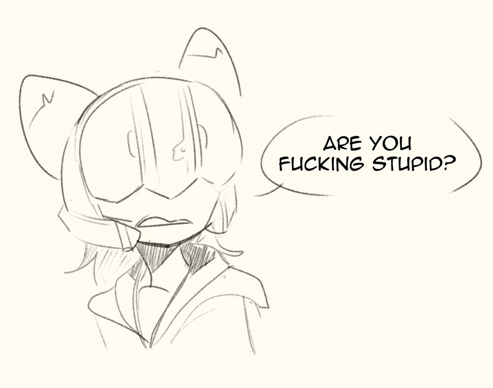 My robot lady GRMLN looking disgusted and saying 