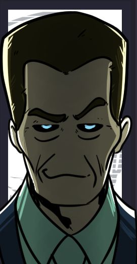 An illustration of a simplified G-man from Half Life for the game Castle Crashers.