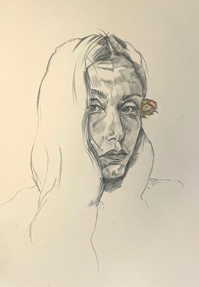 Portrait from instagram reference in Graphitint - A2 paper.