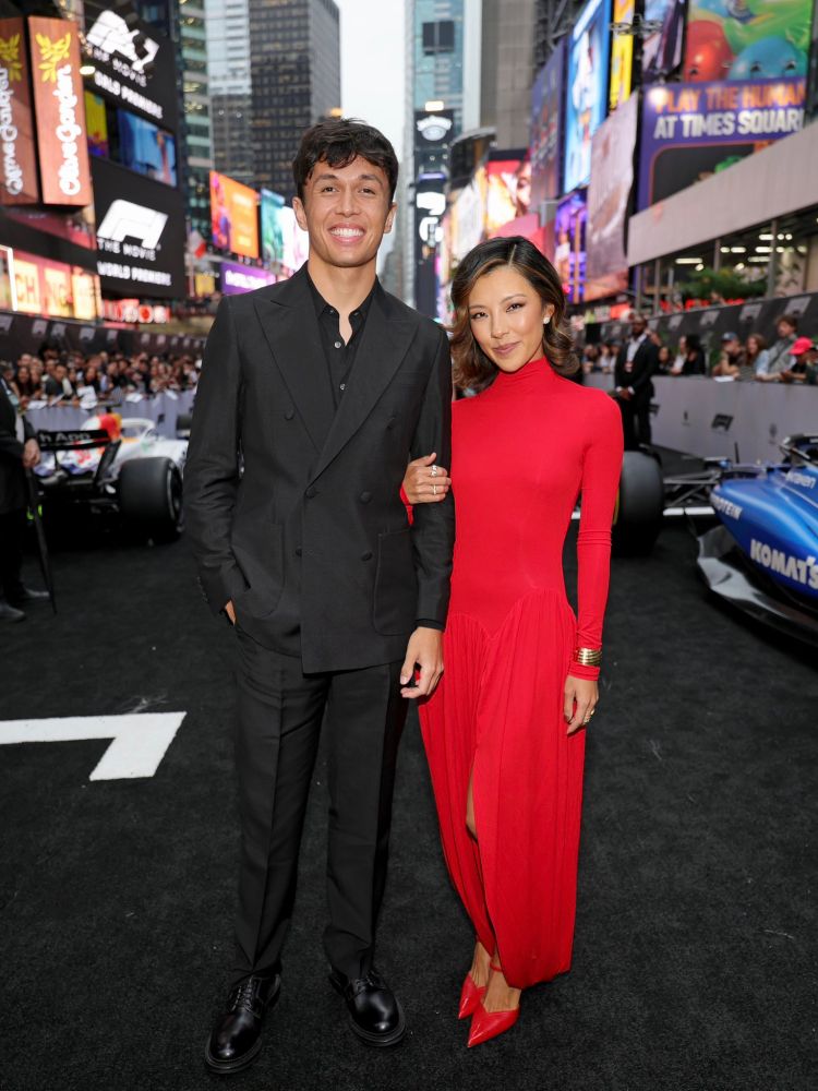Alex Albon and his girlfriend (Lily) during the F1 Movie red carpet event.