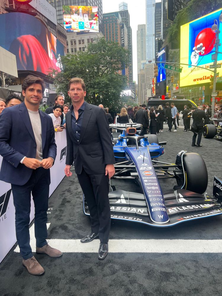 Carlos Sainz Jr. And James Vowles during the F1 Movie red carpet event