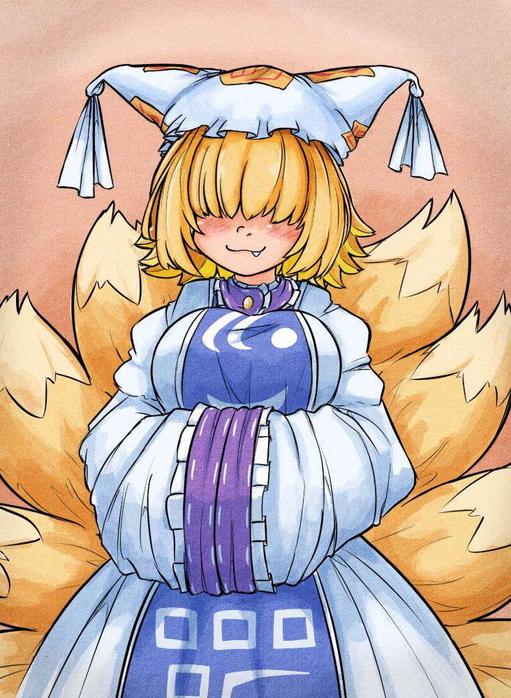 Ran Yakumo from Touhou Project with Elegg's hair style from NIKKE