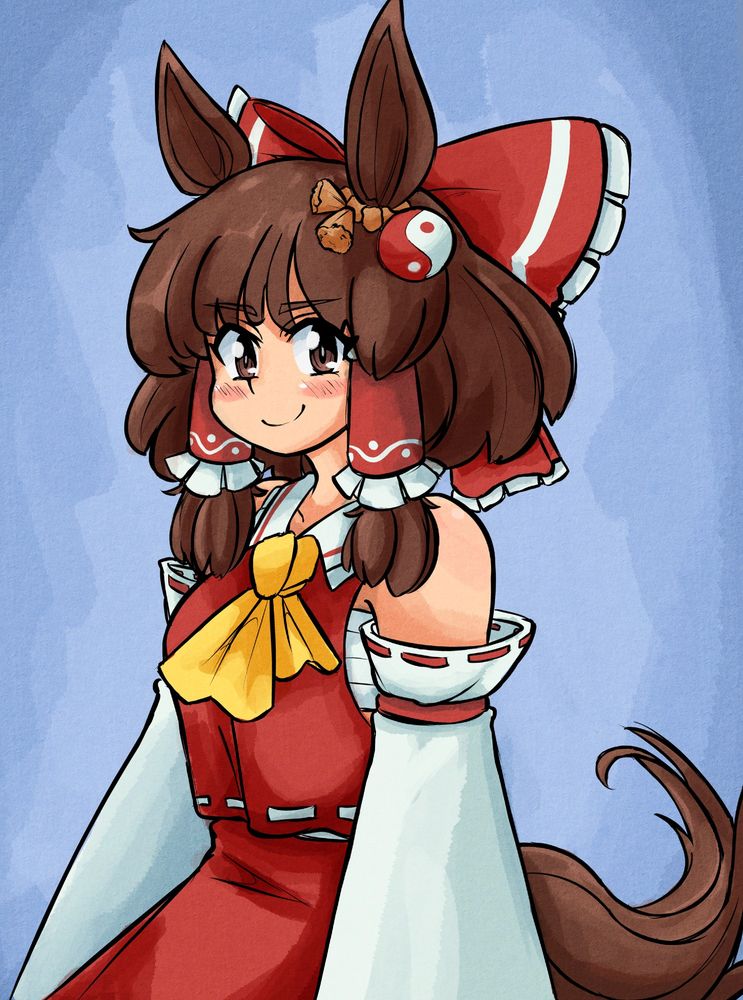 Reimu Hakurei as an Umamusume Uma MUsume Touhou Project idk