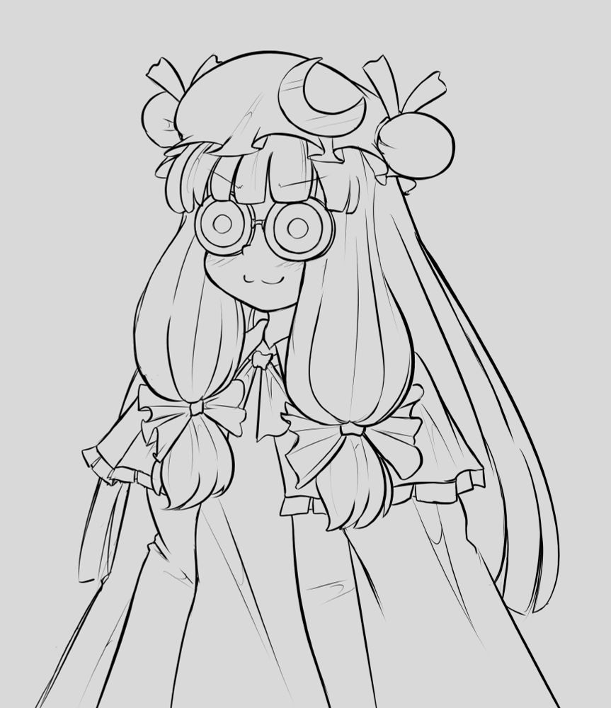 Patchouli Knowledge from Touhou Project with nerdy swirly glasses