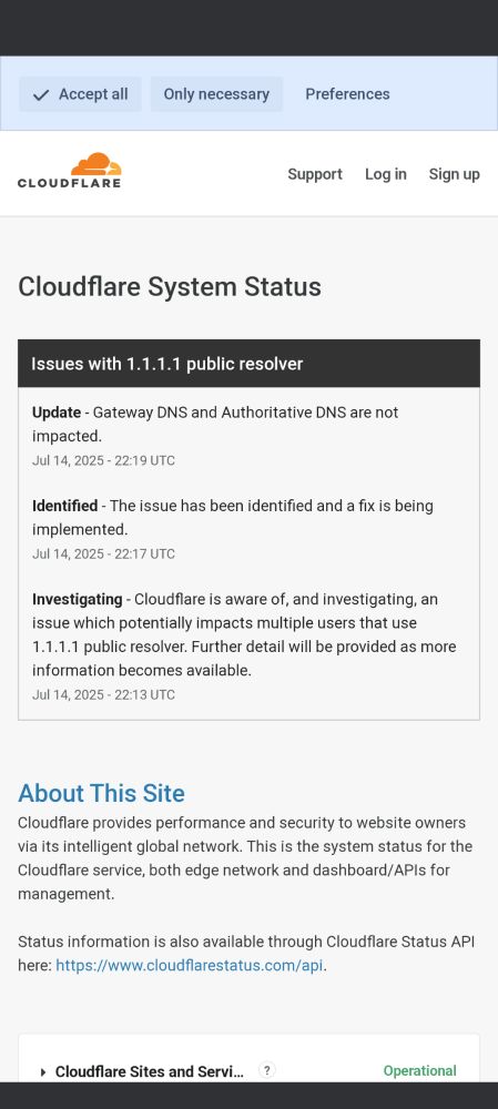 Basically Cloudflare broke some shit and some Internet is broken.