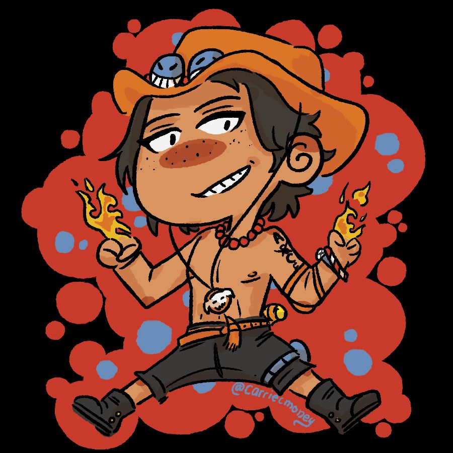 a digital illustration of Portgas D Ace