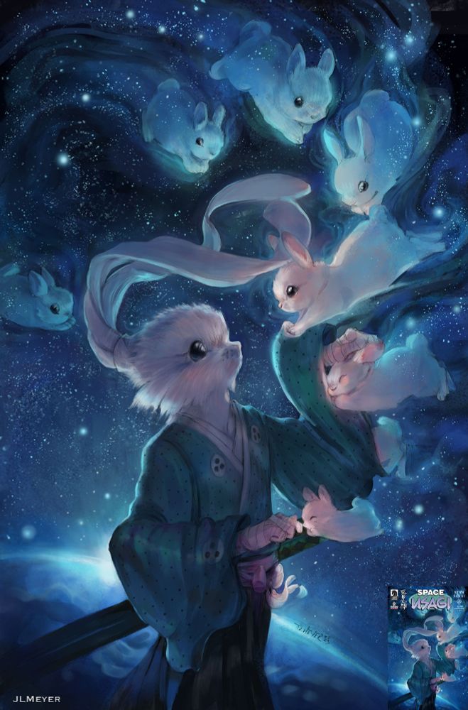 Space Usagi. I did this one to honor the Space part of the title and had him with the moon bunnies.