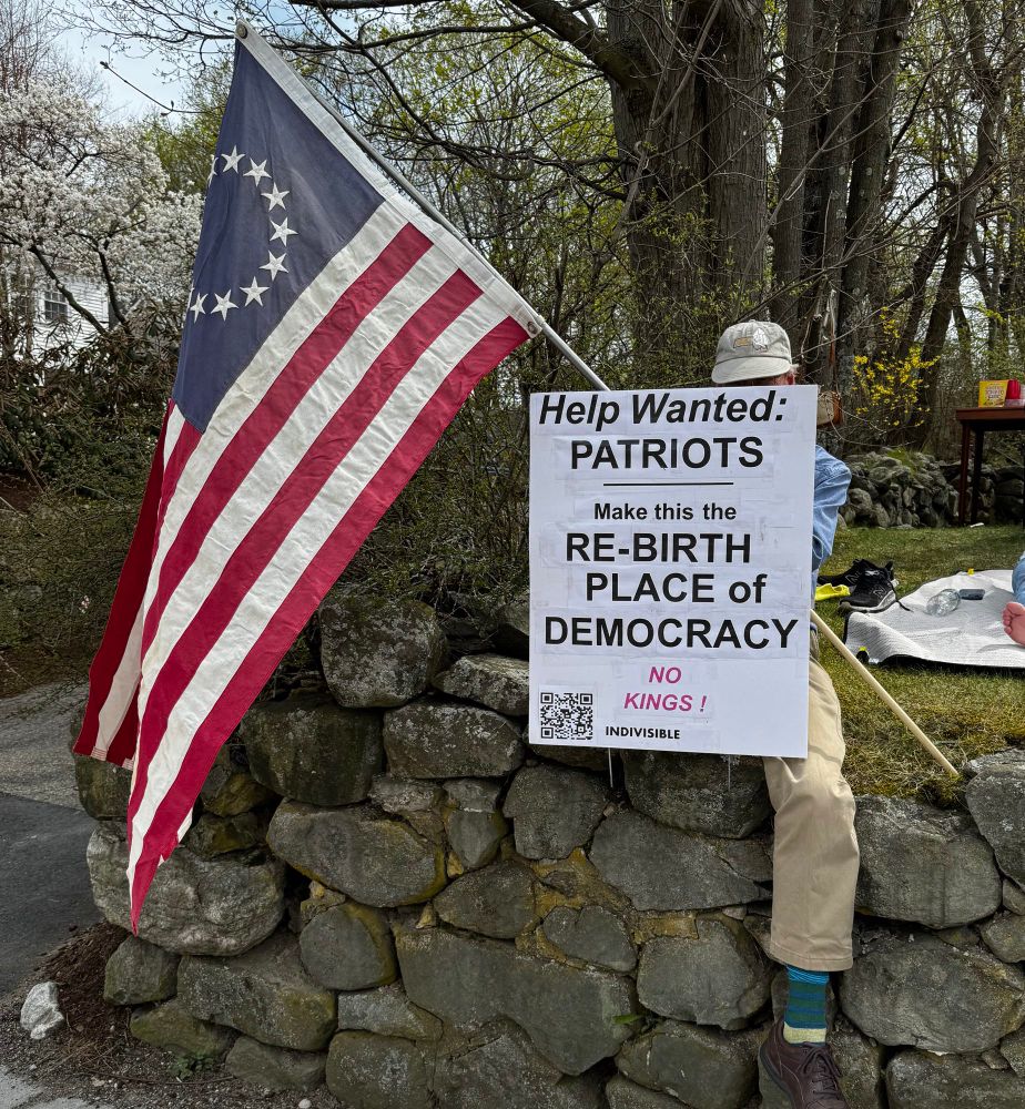 Help Wanted: Patriots 
Make this the RE-BIRTH PLACE OF DEMOCRACY 
NO KINGS!