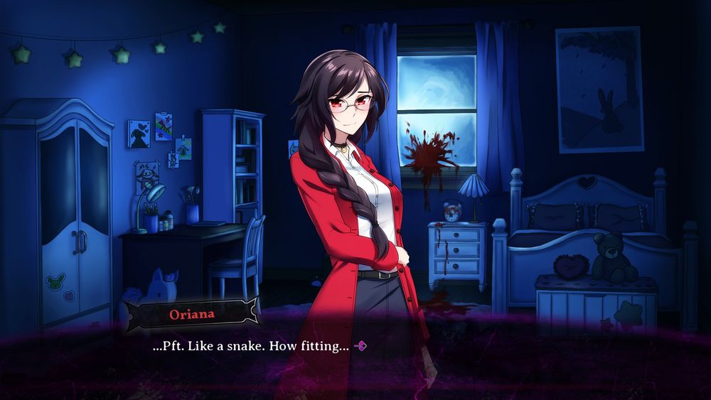 Screenshot from "Yet Another Killing Game", releasing January 31, 2025!
Oriana: ...Pft. Like a snake. How fitting...